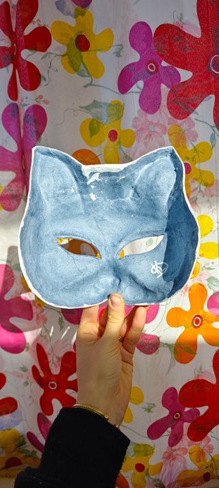 Maschera Gatto Veneziana Cartapesta Bianca