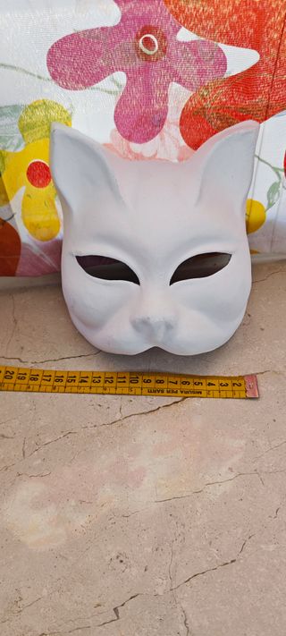 Maschera Gatto Veneziana Cartapesta Bianca