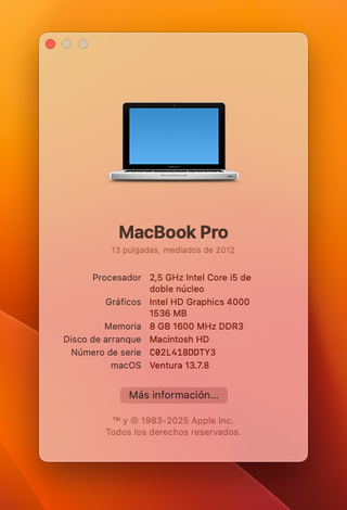 MacBook Pro mid 2012 SSD 500GB + 8GB RAM