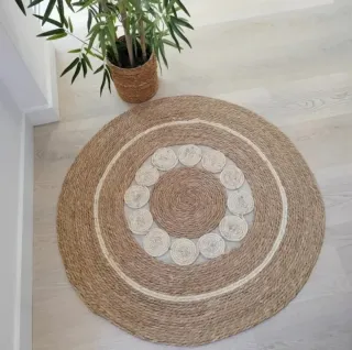 Alfombra Redonda Fibra Natural Estilo Boho Nórdico