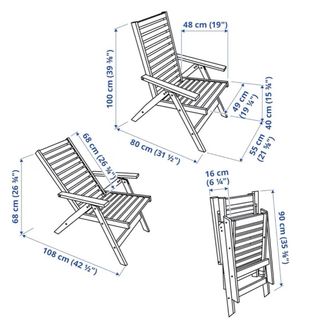 Silla reclinable Ikea Applaro exterior madera NUEV