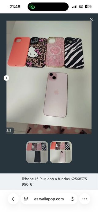 iPhone 15 Plus rosa + 4 fundas