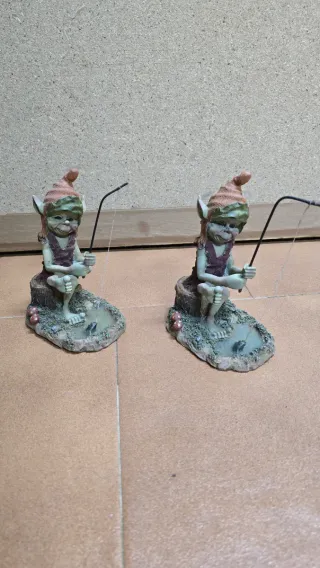 Figuras gnomos duendes pescadores x2