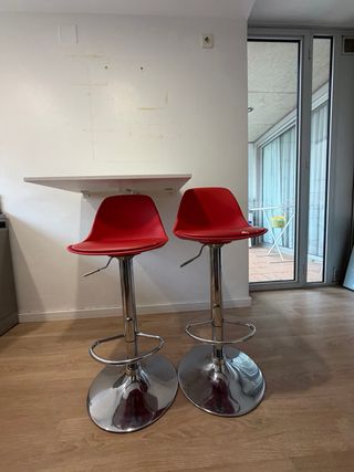 2 Taburetes Cocina Regulables Asiento Rojo