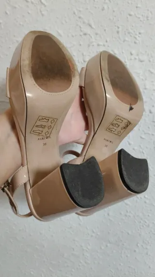 Sandalias nude tacón bloque T38