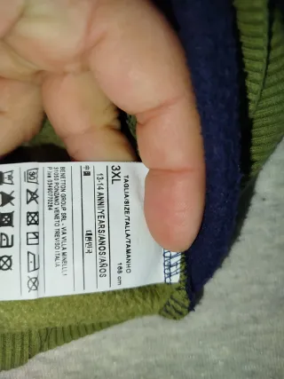 Sudadera Benetton niño azu, verde y gris