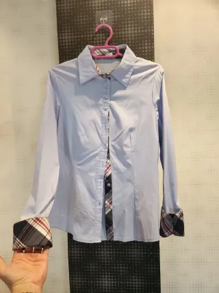 Camisa elegante mujer azul y multicolor