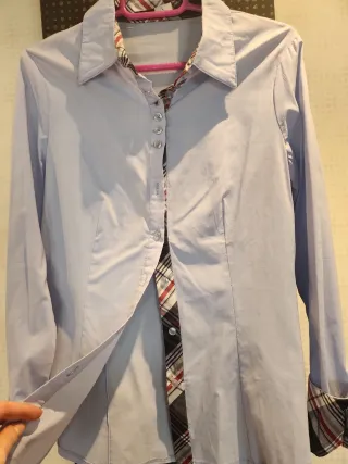 Camisa elegante mujer azul y multicolor