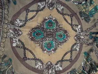 Pashmina Marrone e Verde con Motivo Barocco