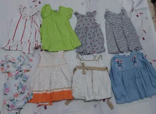 Lote Ropa Niña Vestidos y Petos 9m a 18m