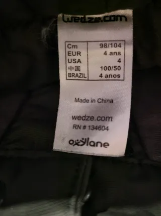 Ropa de nieve Wedze talla 4 años