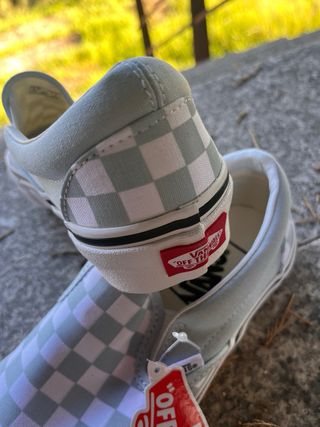 Vans Slip On xadrez azul e branco