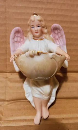 Pila Benditera Ángel Porcelana Rosa