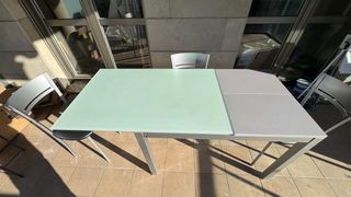 Mesa extensible cristal para exterior/interior