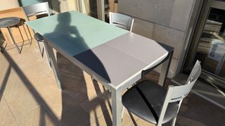 Mesa extensible cristal para exterior/interior