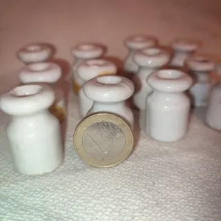 Lote 12 Aisladores Porcelana Eléctricos Medianos