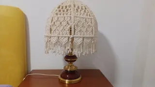 Lámpara de mesa macramé beige