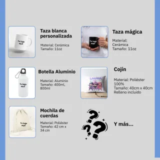 Productos personalizados – Tazas, ropa, cojines...