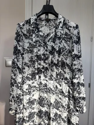 Vestido ligero entretiempo blanco y negro