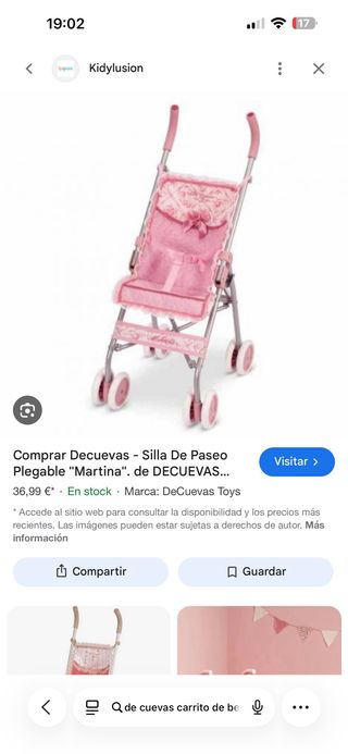 Carrito de muñecas plegable rosa