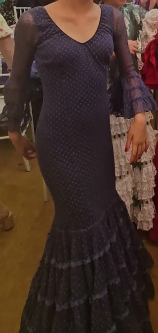 Vestido Flamenca Niña Azul Talla 12