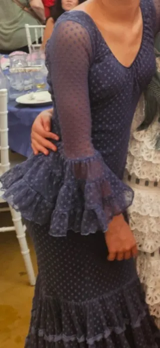 Vestido Flamenca Niña Azul Talla 12