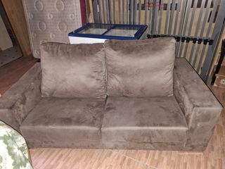 Sofá de 2 plazas en ante marrón