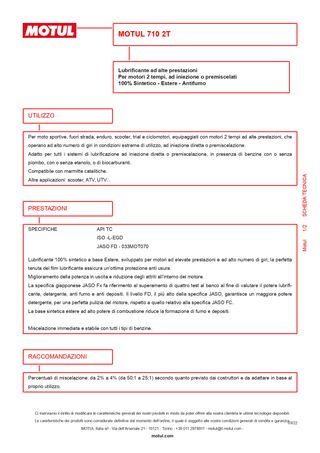 4 LITRI OLIO MOTORE MOTUL 710 MOTO 2T 04MO01