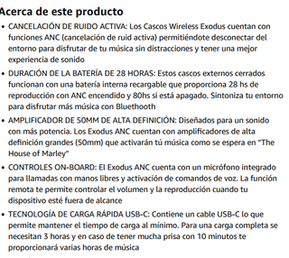 Auriculares Marley Exodus ANC Negro Nuevos