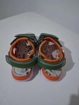 Sandali bambino Canguro verdi e arancioni con LED