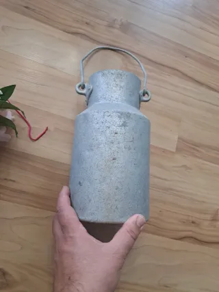 Antigua Lechera Metal Aluminio florero decoración