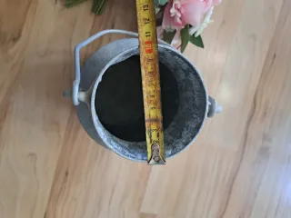 Antigua Lechera Metal Aluminio florero decoración