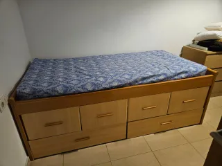Cama individual con cajones + colchón opcional