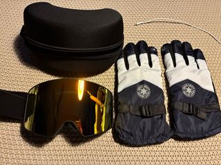 Gafas de esquí y guantes talla m-l con funda