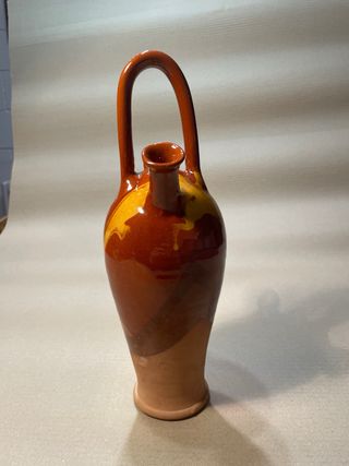 Jarrón Cerámico Vintage Marrón y Amarillo Ref002