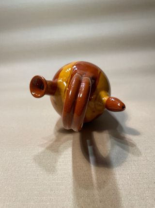 Jarrón Cerámico Vintage Marrón y Amarillo Ref002