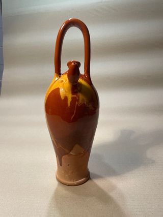 Jarrón Cerámico Vintage Marrón y Amarillo Ref002