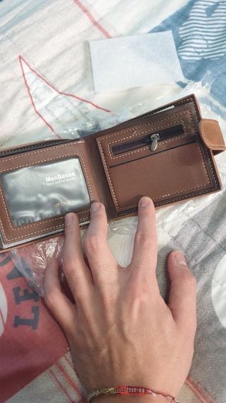 ☆ Cartera Hombre MenBense Piel Beige/Marrón