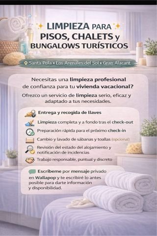 Limpiezas: pisos, chalets y bungalows turísticos