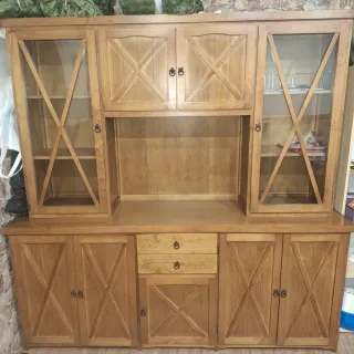 Mueble de salón comedor madera y cristal