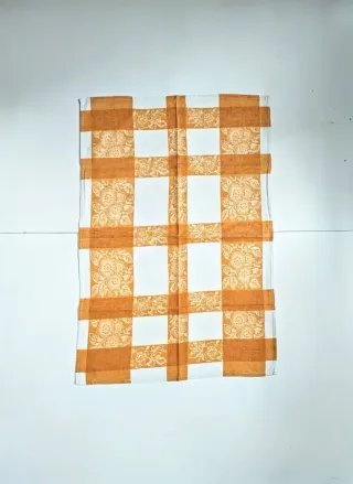 Tovaglia cucina quadri arancio e bianco