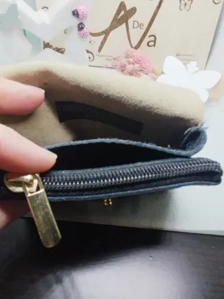 Monedero Piel Animal Print Negro/Verde