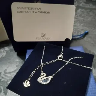 Collar Cisne Swarovski Azul y Plateado