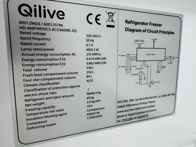 NEVERA DOS PUERTAS QILIVE NUEVA CON TARA