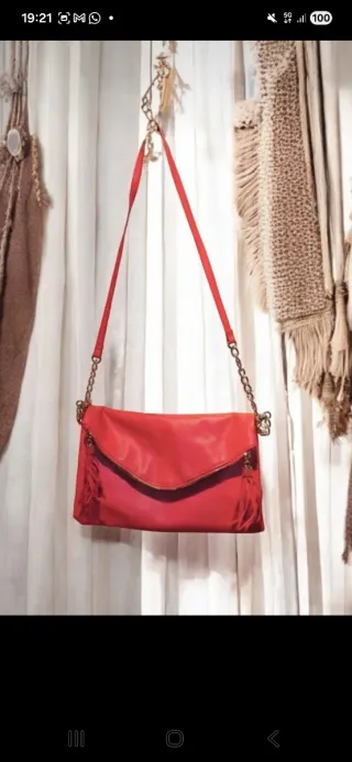 Borsetta salmone con frange e catena