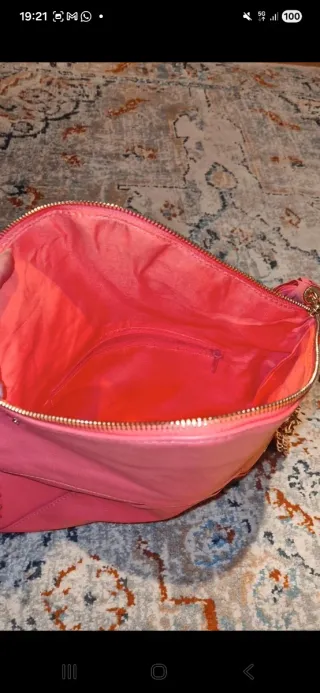 Borsetta salmone con frange e catena