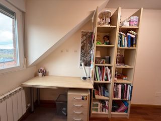 Mesa estudio juvenil y estantería
