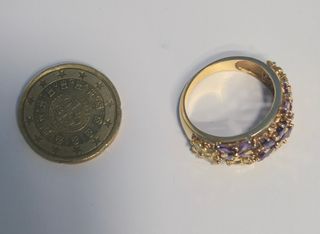 Anillo Oro 18k tallado con amatistas y Citrinos