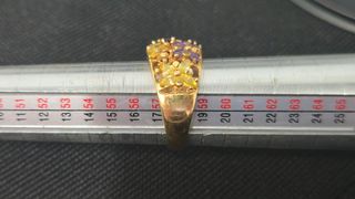 Anillo Oro 18k tallado con amatistas y Citrinos