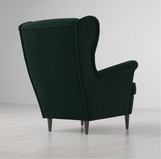 STRANDMON Sillón orejero, terciopelo verde oscuro